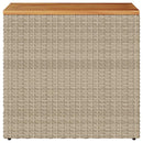 havebord med trætop 58x27,5x55 cm polyrattan beige