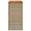 havebord med trætop 58x27,5x55 cm polyrattan beige