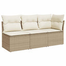 3-personers havesofa med hynder polyrattan beige