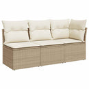 3-personers havesofa med hynder polyrattan beige