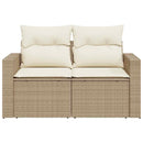 2-personers havesofa med hynder polyrattan beige