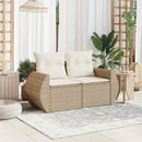 2-personers havesofa med hynder polyrattan beige