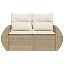2-personers havesofa med hynder polyrattan beige