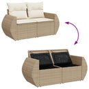 2-personers havesofa med hynder polyrattan beige