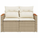 2-personers havesofa med hynder polyrattan beige