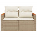 2-personers havesofa med hynder polyrattan beige