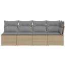 4-personers havesofa med hynder polyrattan beige