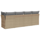4-personers havesofa med hynder polyrattan beige