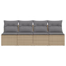 4-personers havesofa med hynder polyrattan beige