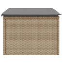 haveskammel med hynde 55x55x37 cm polyrattan beige
