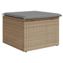haveskammel med hynde 55x55x37 cm polyrattan beige