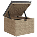 haveskammel med hynde 55x55x37 cm polyrattan beige