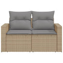2-personers havesofa med hynder polyrattan beige