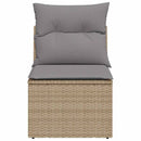 havestol med hynder uden armlæn polyrattan beige