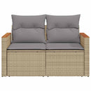 2-personers havesofa med hynder polyrattan beige