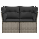 2-personers havesofa med hynder polyrattan grå