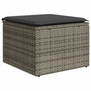 haveskammel med hynde 55x55x37 cm polyrattan grå