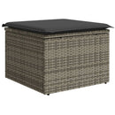 haveskammel med hynde 55x55x37 cm polyrattan grå