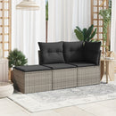 haveskammel med hynde 55x55x37 cm polyrattan grå