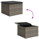 haveskammel med hynde 55x55x37 cm polyrattan grå
