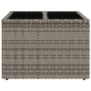 havebord med glastop 55x55x37 cm polyrattan grå