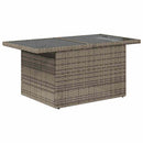 havebord med glastop 100x55x73 cm polyrattan grå