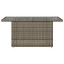 havebord med glastop 100x55x73 cm polyrattan grå