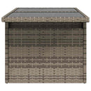 havebord med glastop 100x55x73 cm polyrattan grå