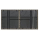 havebord med glastop 100x55x73 cm polyrattan grå