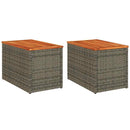 havesideborde 2 stk. 55x34x37 cm polyrattan og massivt træ grå