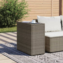 havesidebord med glastop 58x27,5x55 cm polyrattan grå