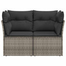 2-personers havesofa med hynder polyrattan grå