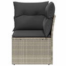 hjørnemodul til havesofa med hynder polyrattan lysegrå