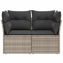 2-personers havesofa med hynder polyrattan lysegrå