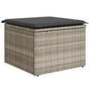 haveskammel med hynde 55x55x37 cm polyrattan lysegrå