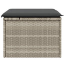 haveskammel med hynde 55x55x37 cm polyrattan lysegrå