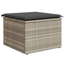 haveskammel med hynde 55x55x37 cm polyrattan lysegrå