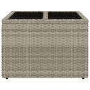 havebord med glastop 55x55x37 cm polyrattan lysegrå