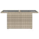 havebord med glastop 100x55x73 cm polyrattan lysegrå
