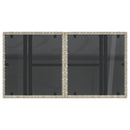 havebord med glastop 100x55x73 cm polyrattan lysegrå