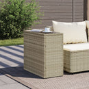 havesidebord med glastop 58x27,5x55 cm polyrattan lysegrå