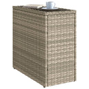 havesidebord med glastop 58x27,5x55 cm polyrattan lysegrå