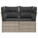 2-personers havesofa med hynder polyrattan lysegrå
