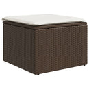 haveskammel med hynde 55x55x37 cm polyrattan brun