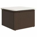 haveskammel med hynde 55x55x37 cm polyrattan brun