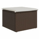 haveskammel med hynde 55x55x37 cm polyrattan brun