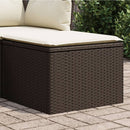 haveskammel med hynde 55x55x37 cm polyrattan brun