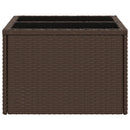 havebord med glastop 55x55x37 cm polyrattan brun