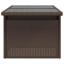 havebord med glastop 100x55x73 cm polyrattan brun