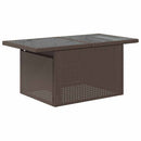 havebord med glastop 100x55x73 cm polyrattan brun